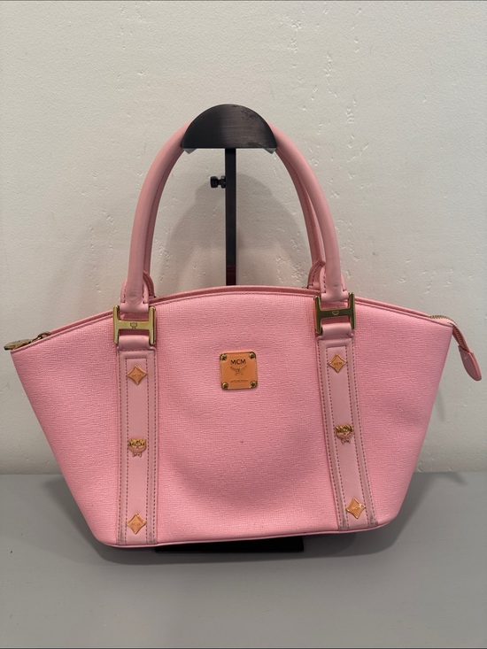 MCM Handbags - MCM Pink Leather Structured Top-Handle Tote with Gold Hardware